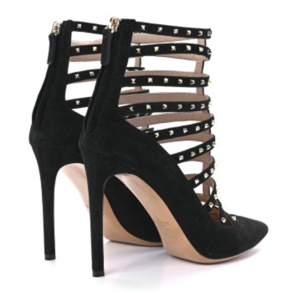 VALENTINO GARAVANI Suede Lovestud Caged 105mm Pumps 39 Black - Picture 3 of 4